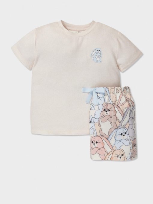 Jnr Kids Grumpy Bunny Shortie Pj Set multi