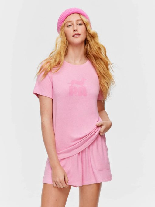 Fuzzy Logo Tee pink