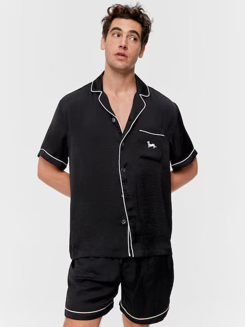 Black Satin Pj Set