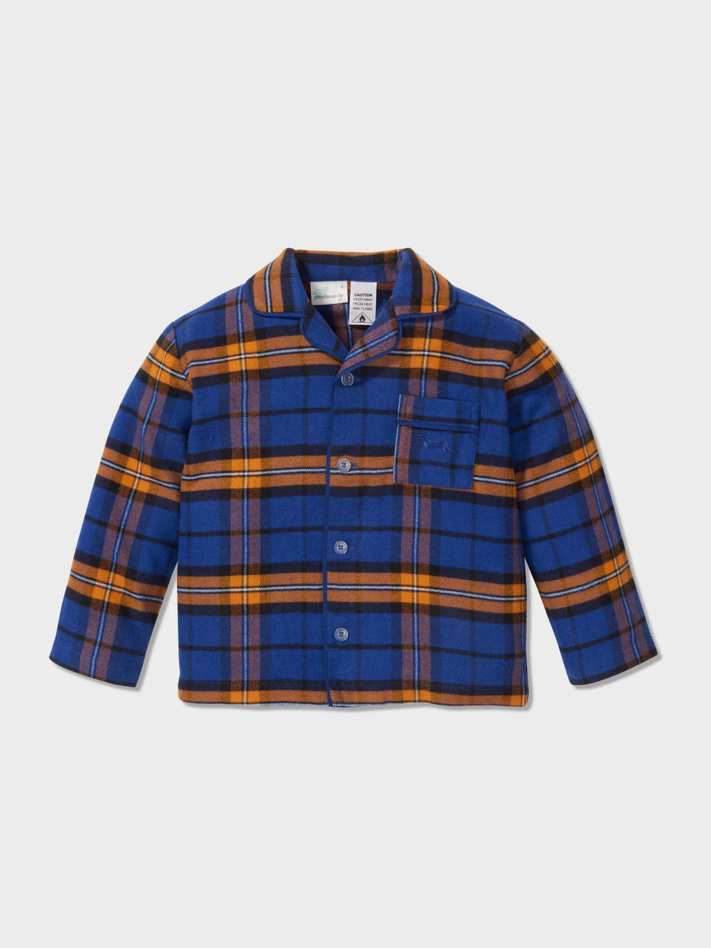 Jnr Boys Check Flannel Pj Set navy