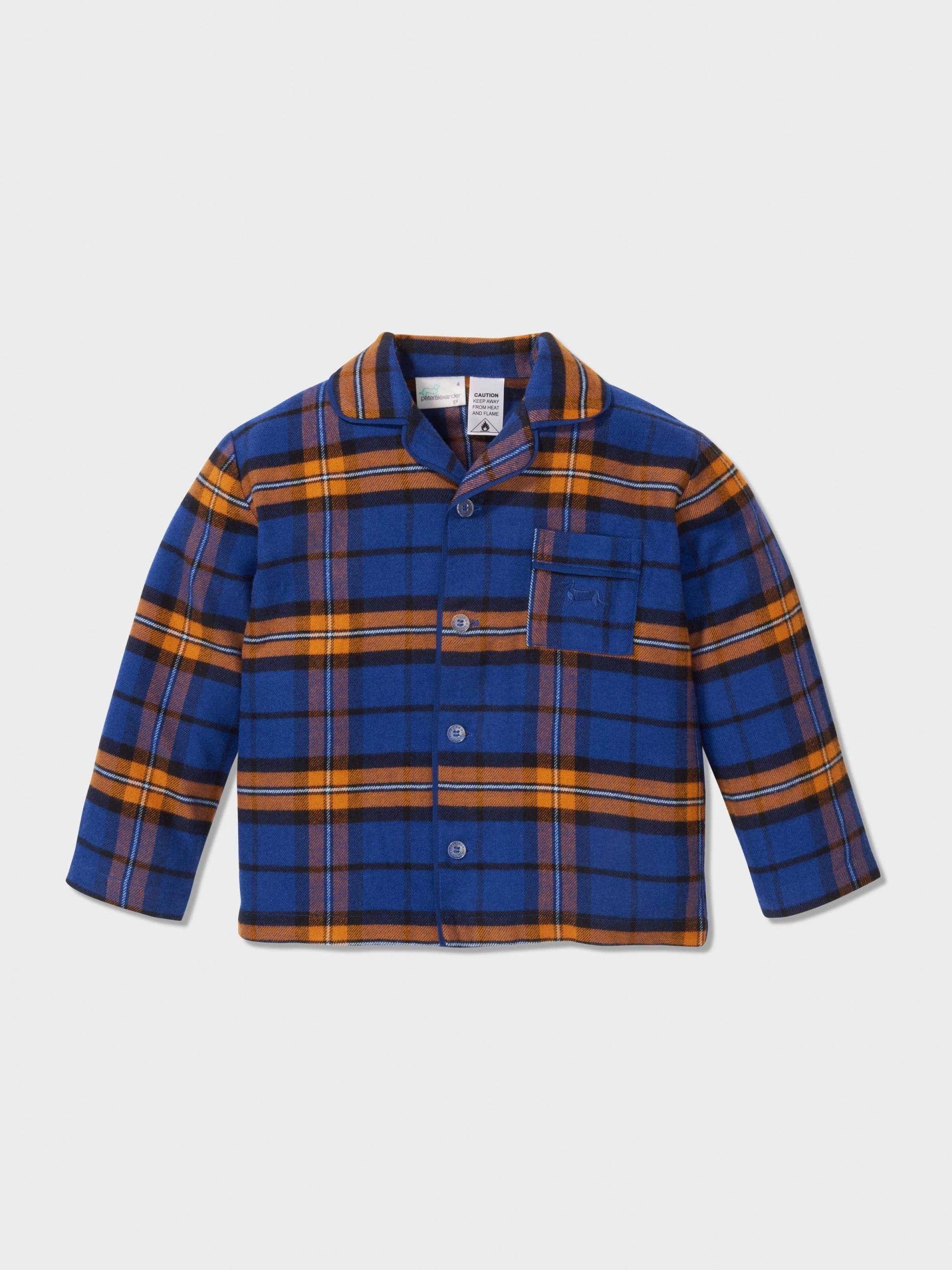 Jnr Boys Check Flannel Pj Set navy