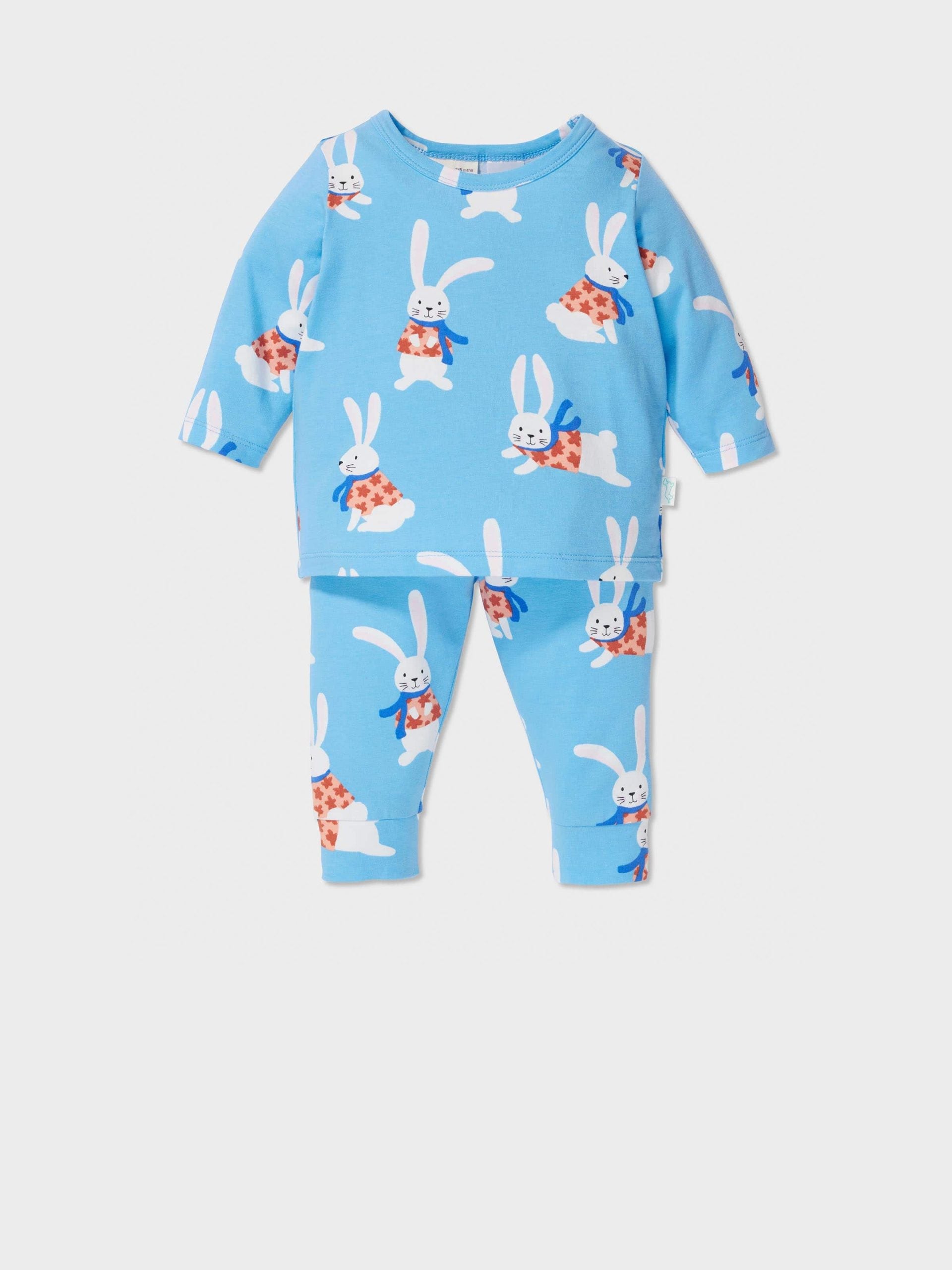 Baby Scarf Bunny Pj Set blue