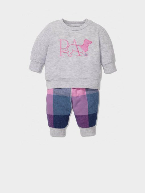 Baby Pink Buffalo Check Long Pj Set multi