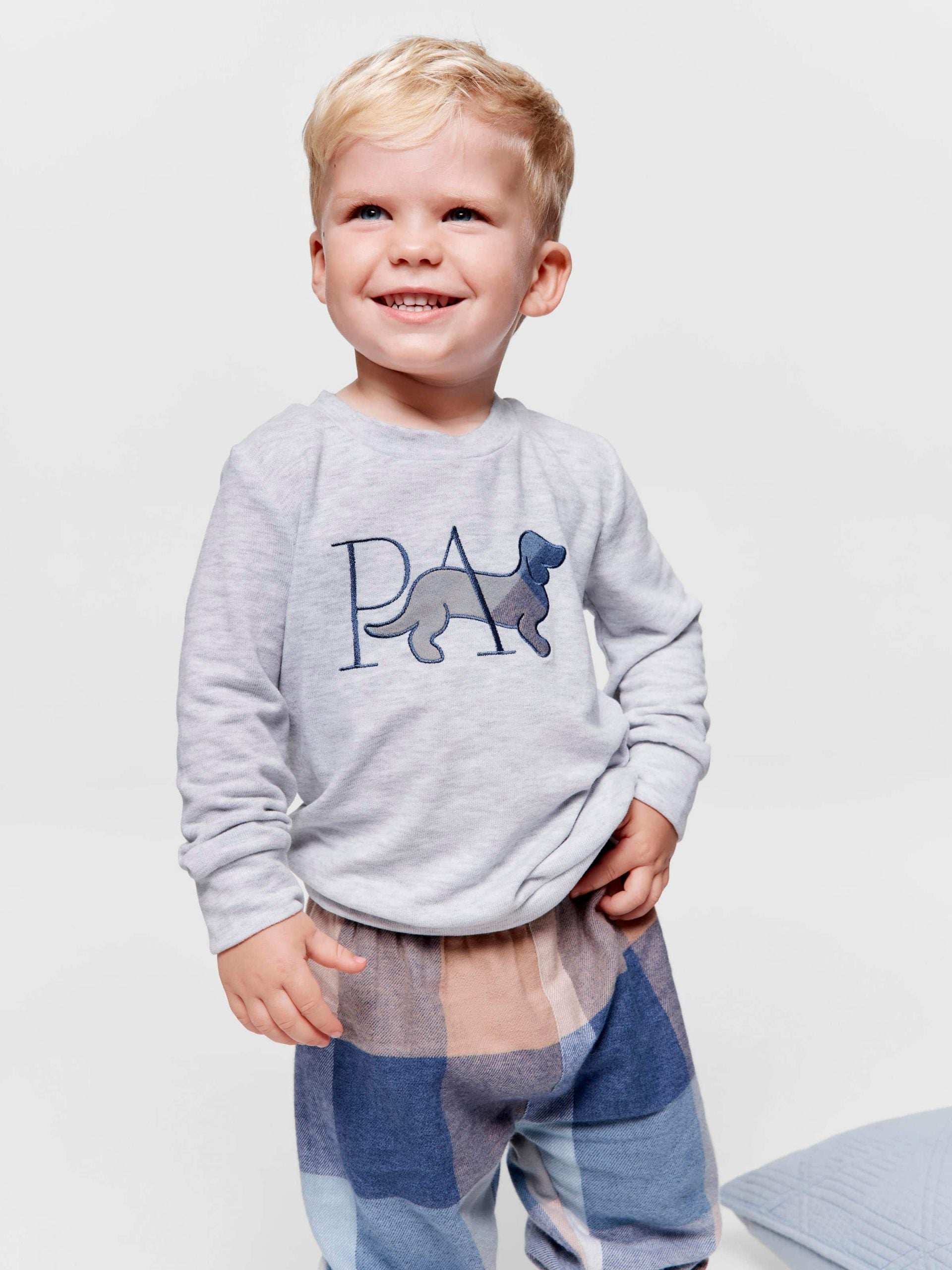 Baby Blue Buffalo Check Long Pj Set multi