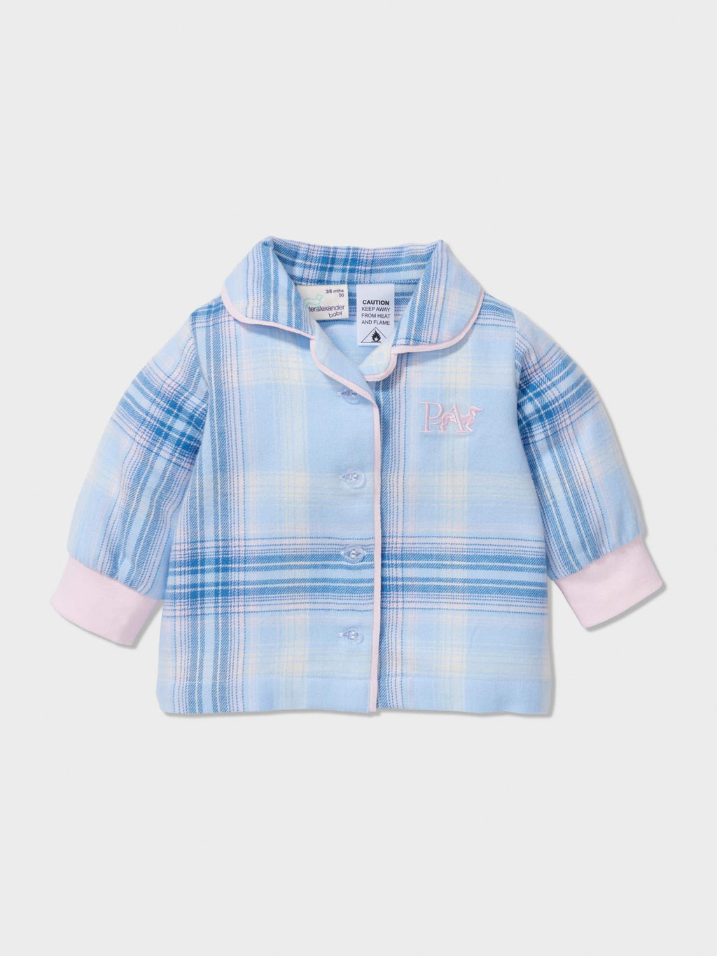 Baby Blue Check Long Classic Pj Set multi