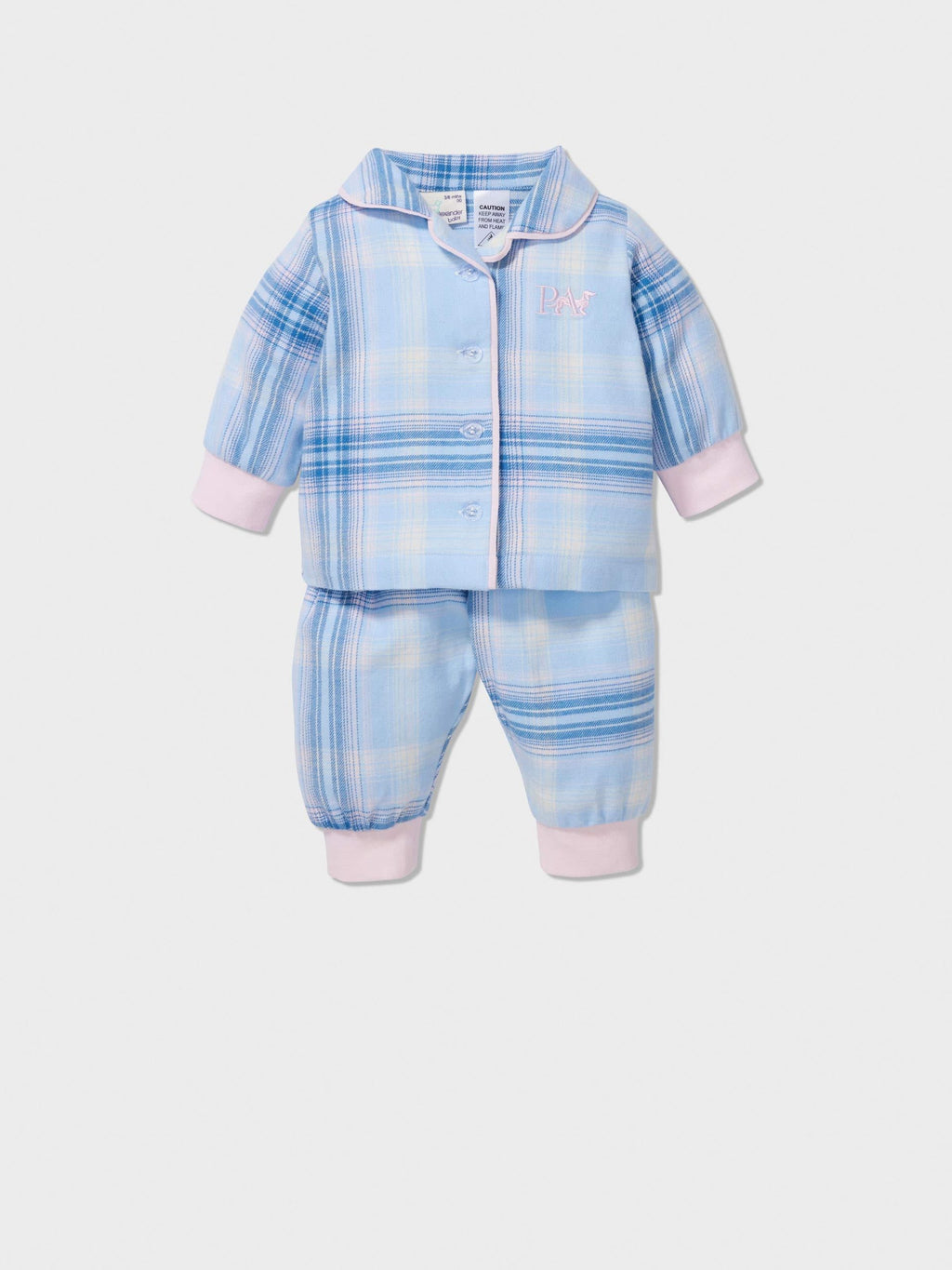 Baby Blue Check Long Classic Pj Set multi