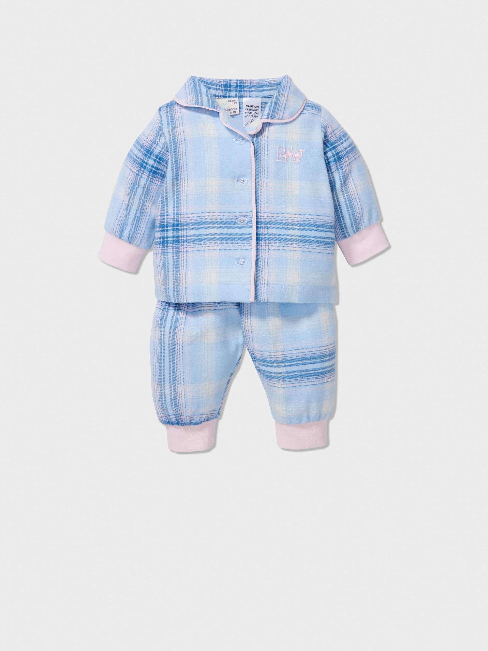 Baby Blue Check Long Classic Pj Set multi