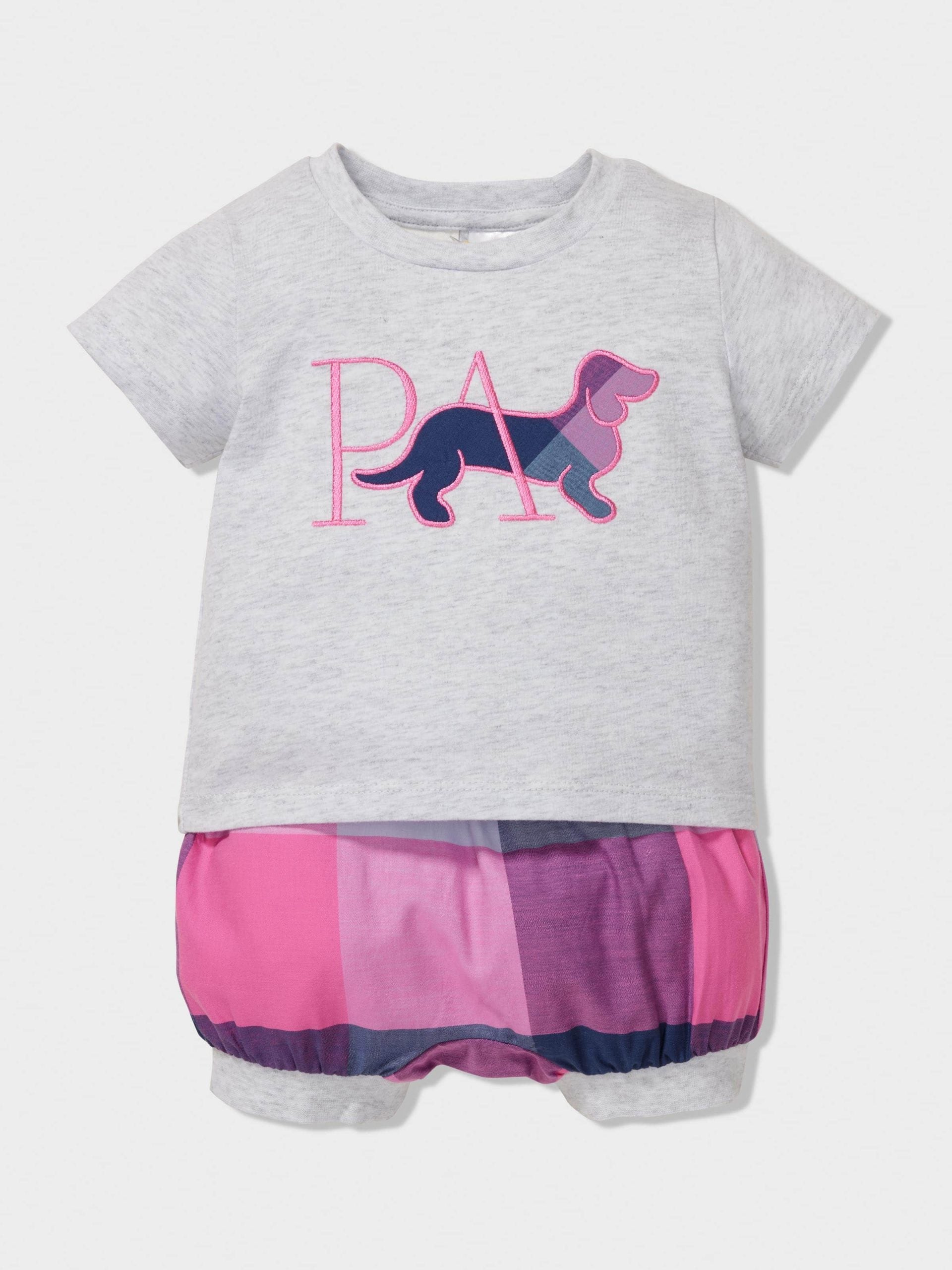Baby Pink Buffalo Check Shortie Pj Set multi