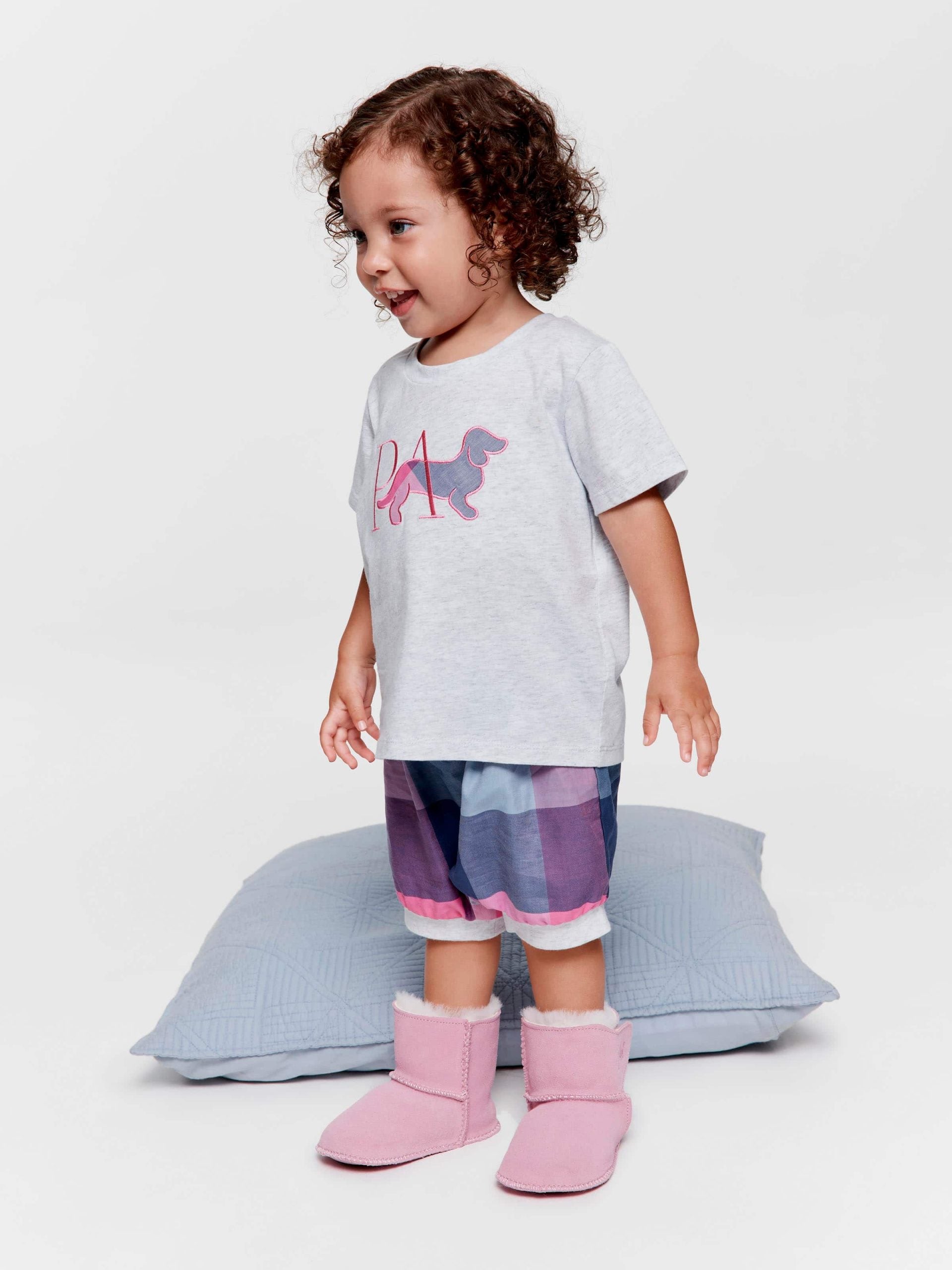 Baby Pink Buffalo Check Shortie Pj Set multi