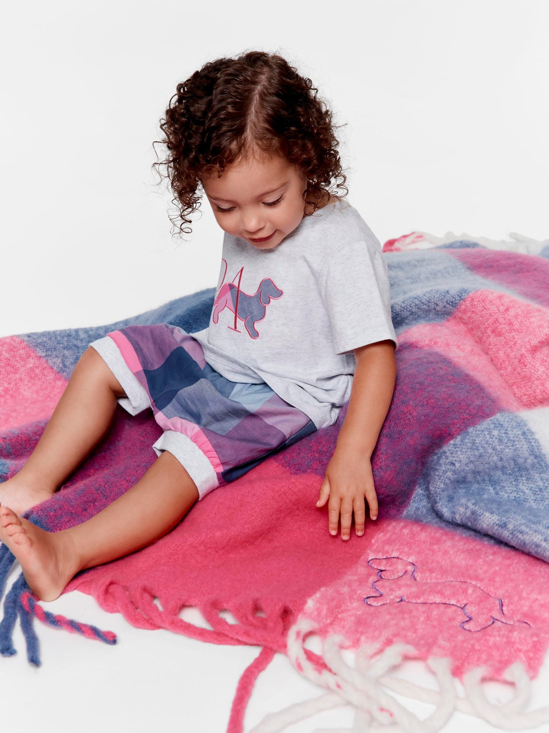 Baby Pink Buffalo Check Shortie Pj Set multi
