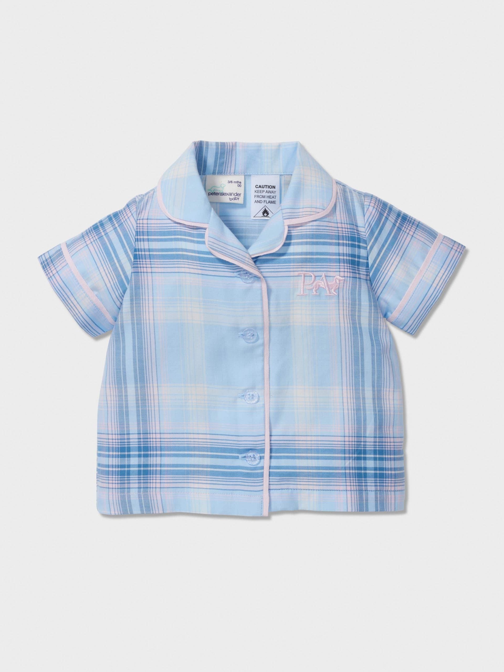 Baby Blue Check Classic Shortie Pj Set multi