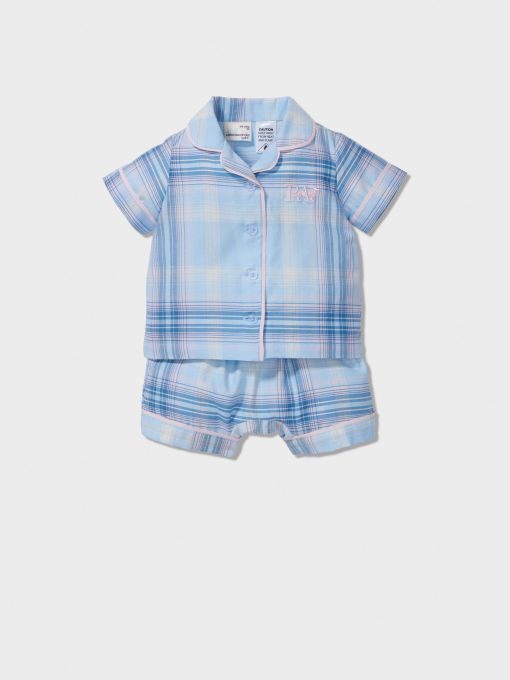 Baby Blue Check Classic Shortie Pj Set multi