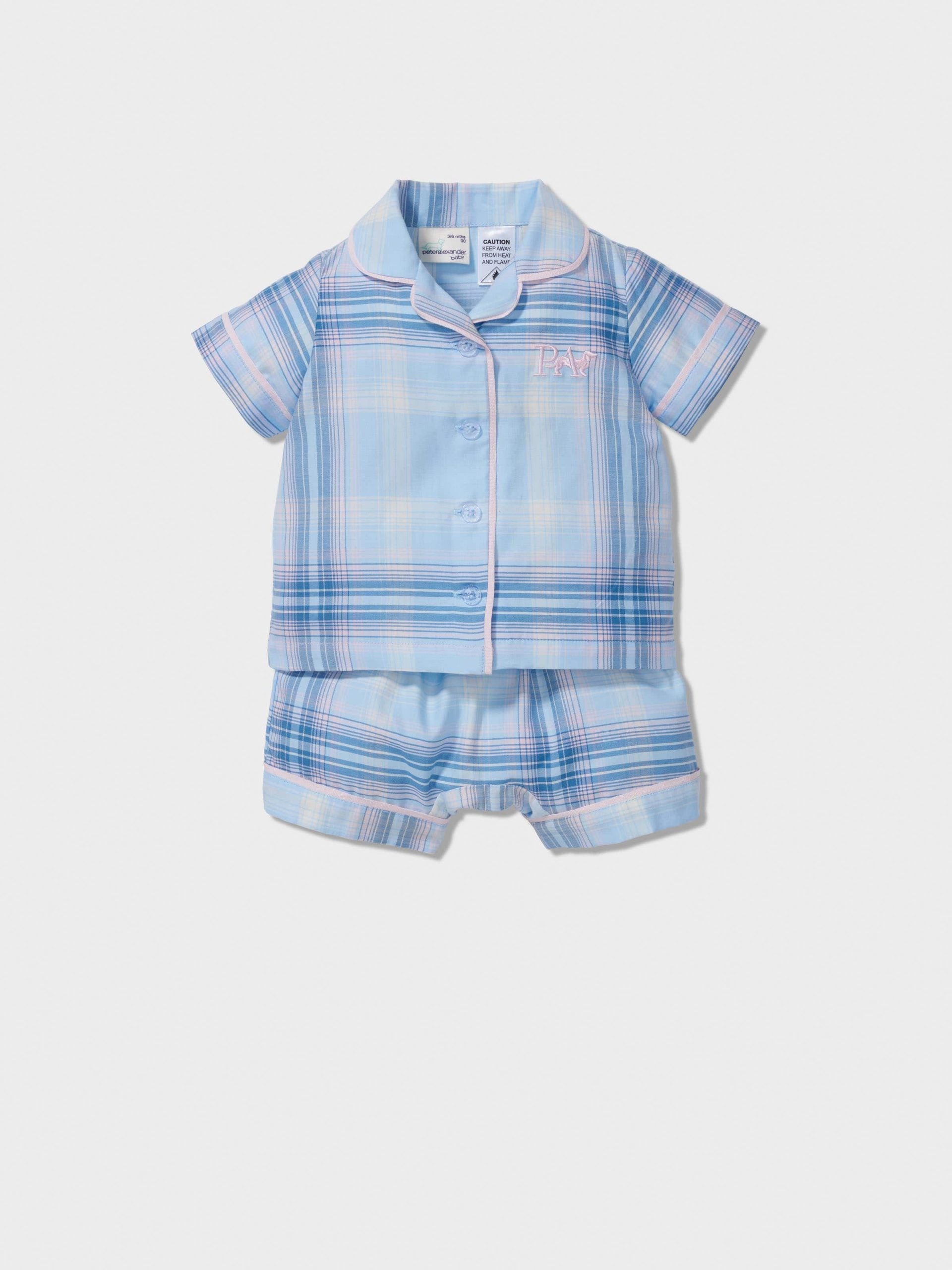 Baby Blue Check Classic Shortie Pj Set multi