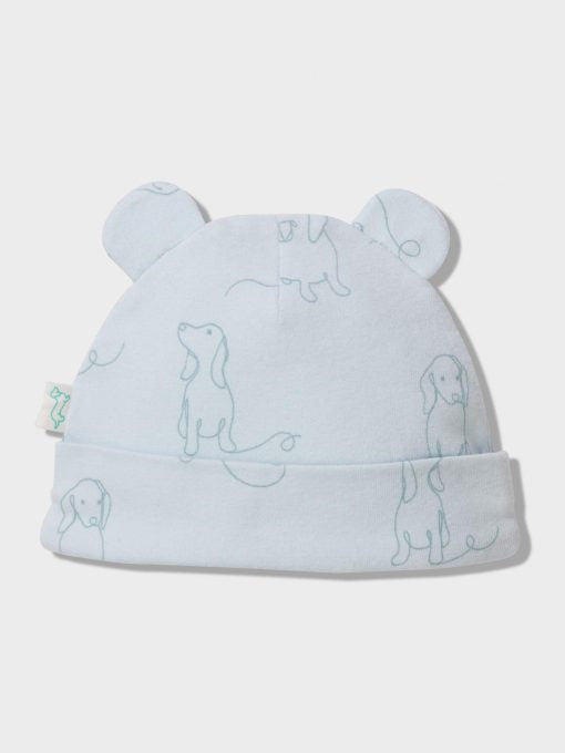 Baby Organic Blue Penny Print Beanie blue
