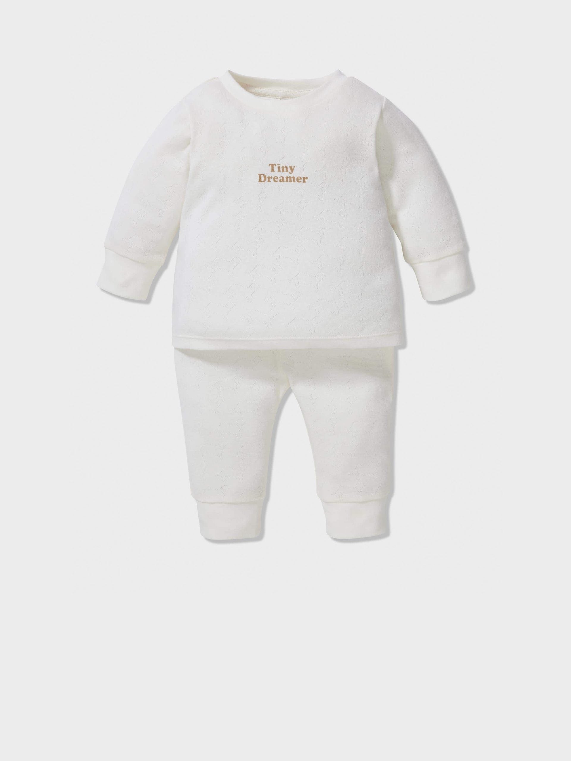 Baby Organic Penny Print Pj Set white