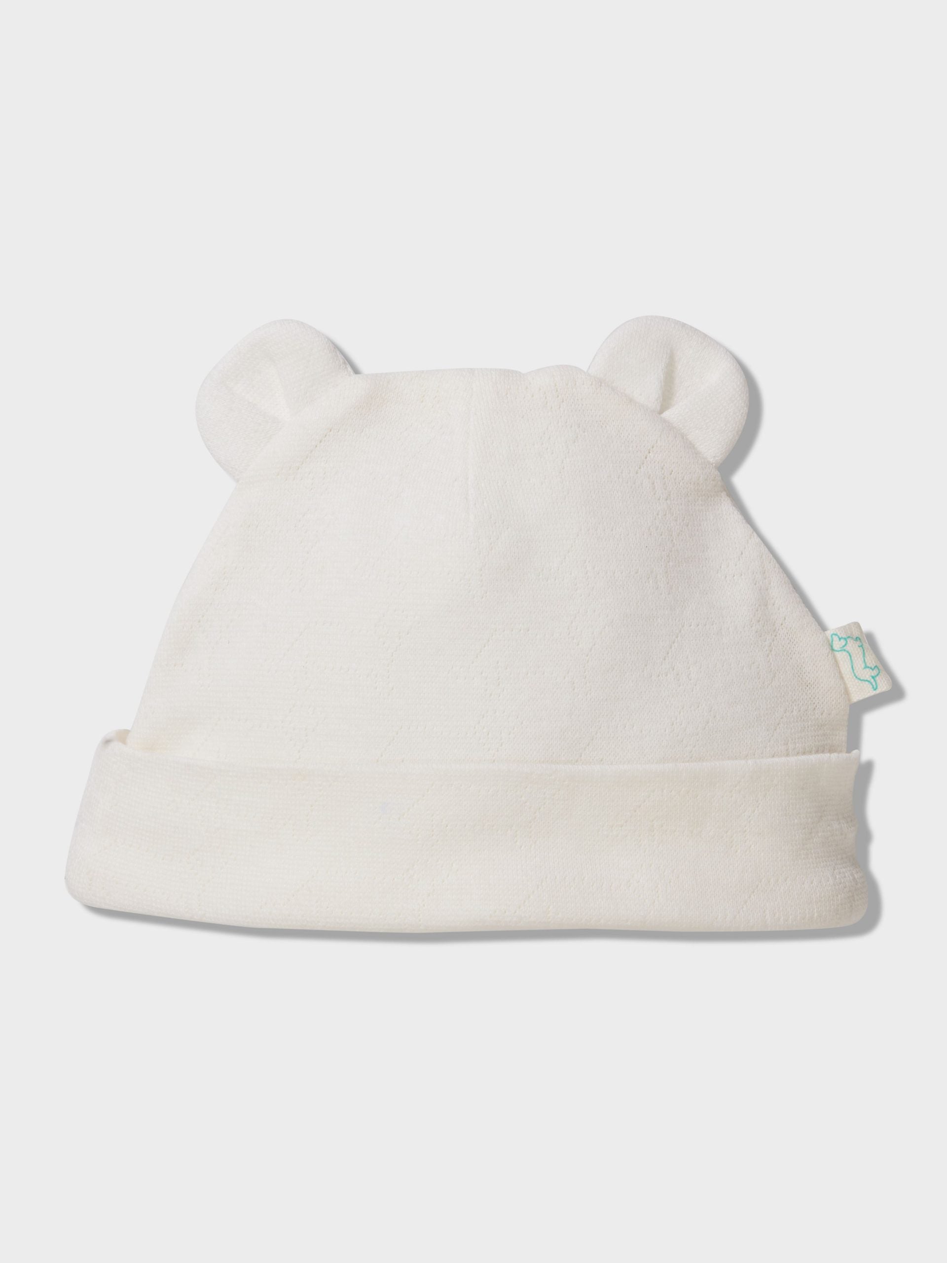 Baby Organic Penny Print Beanie & Booties Set white