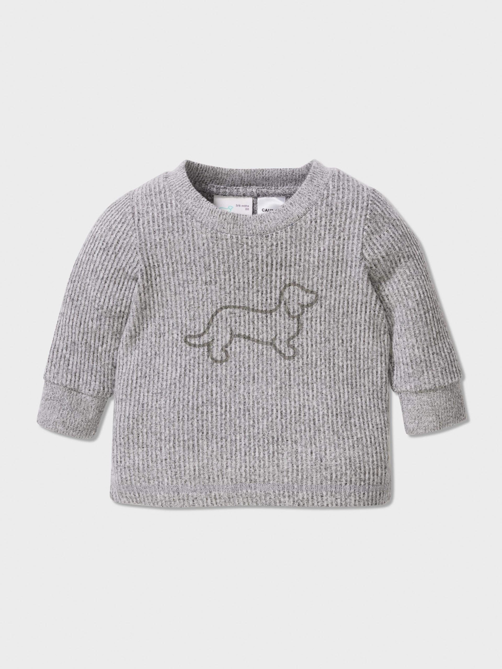 Baby Grey Rib Fuzzy Pj Set greymarle