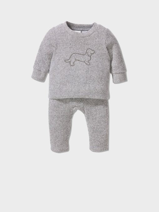 Baby Grey Rib Fuzzy Pj Set greymarle