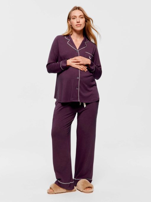 Maternity Grape Comfy Over The Bump Long Sleeve Pj Set grape