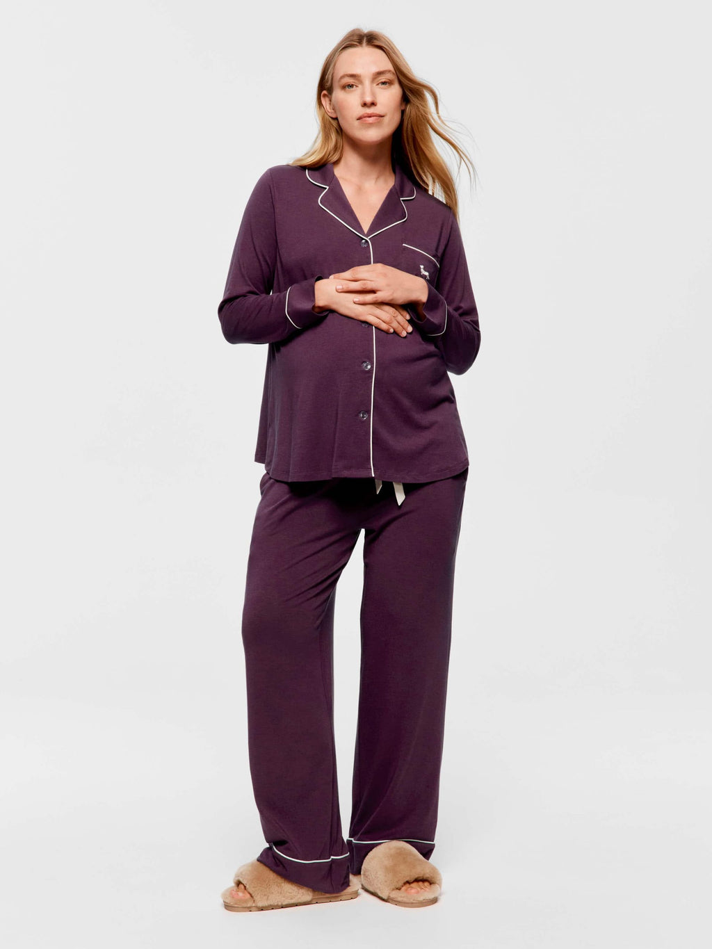 Maternity Grape Comfy Over The Bump Long Sleeve Pj Set grape