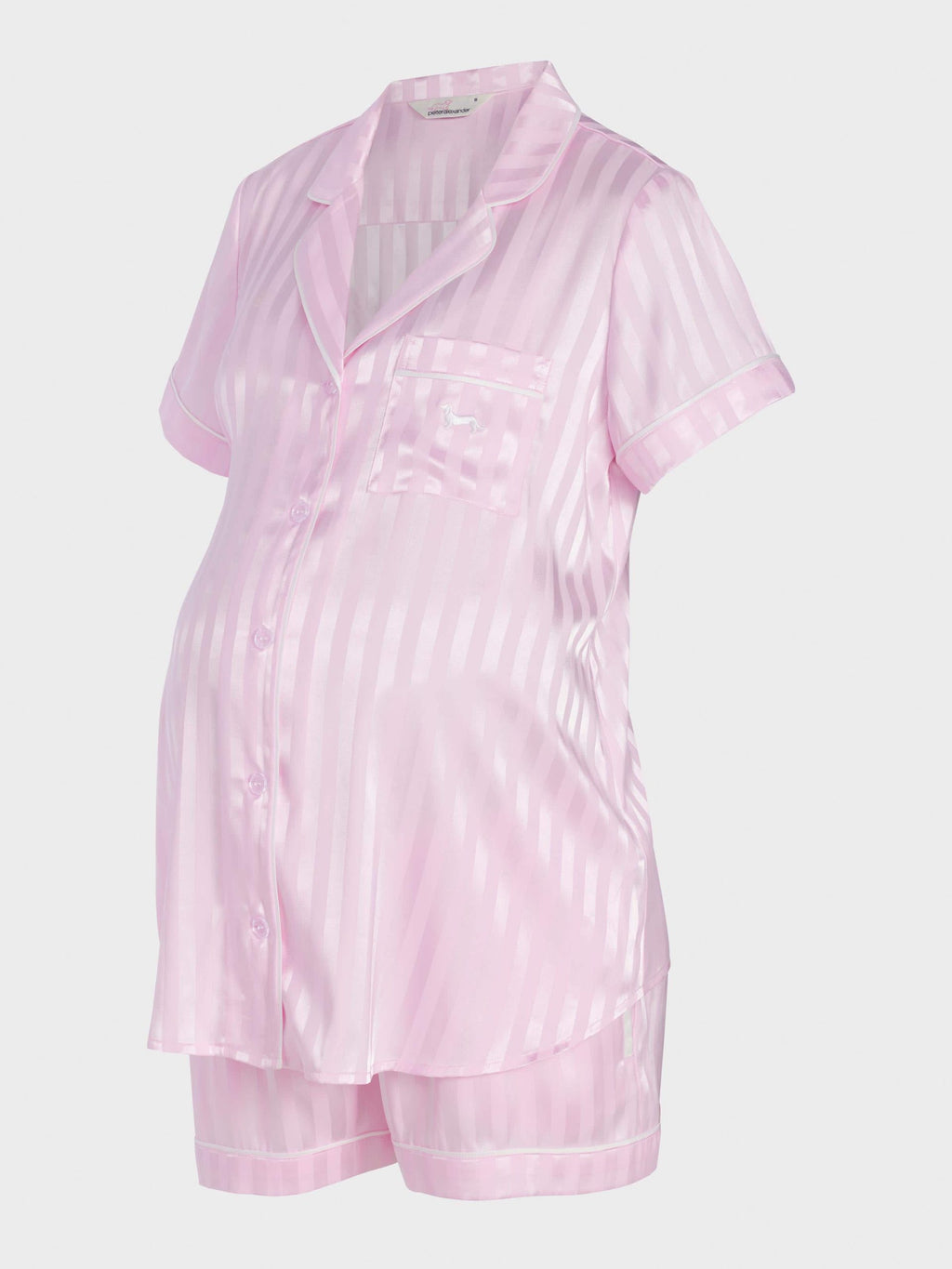 Maternity Pink Stripe Chic Satin Shortie Pj Satin pink