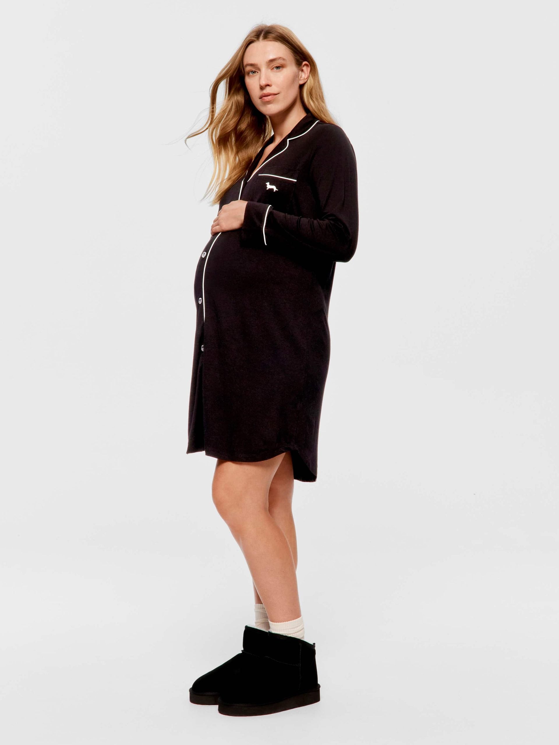 Maternity Black Long Sleeve Nightshirt black
