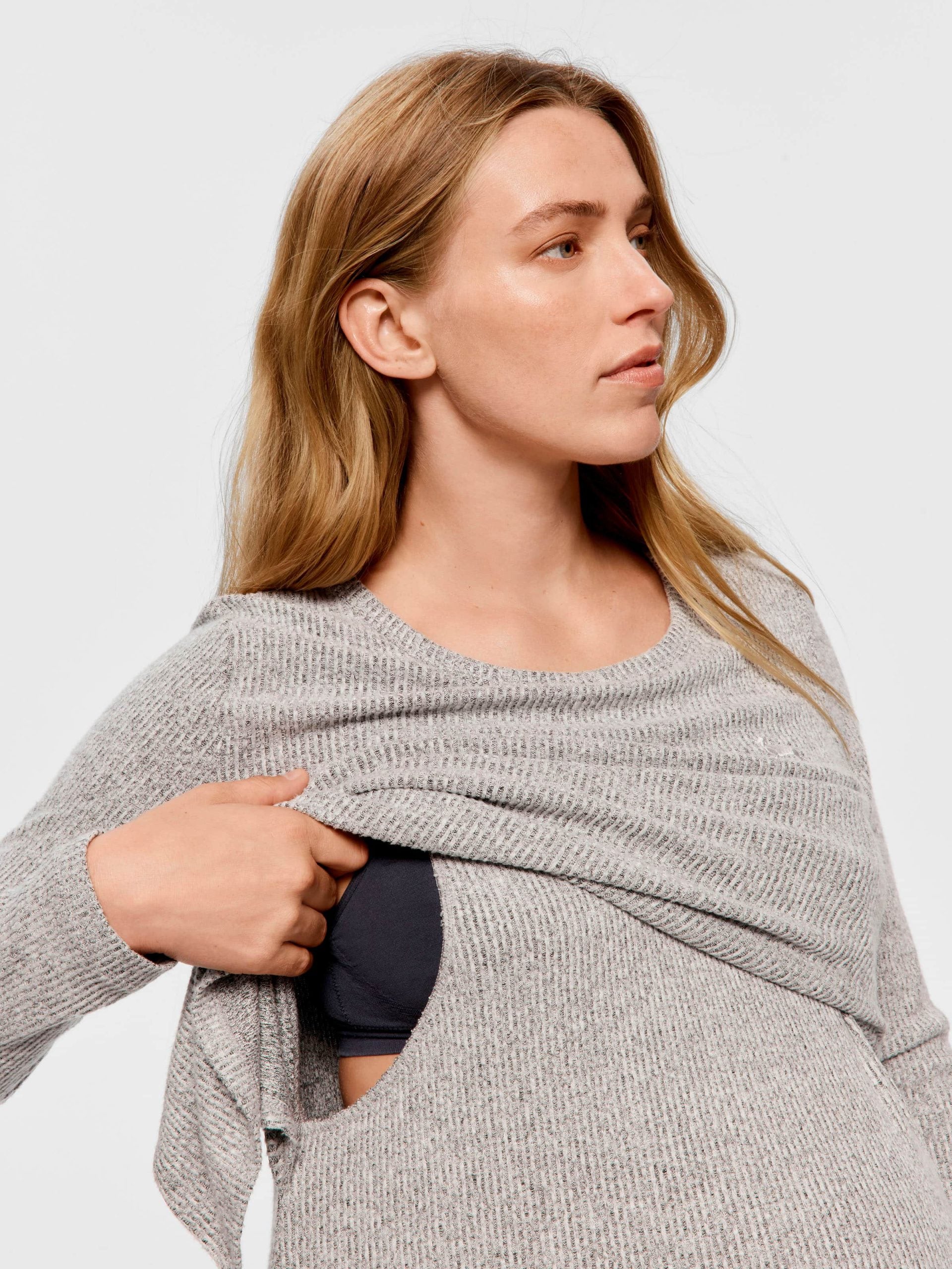 Maternity Grey Rib Long Sleeve Pj Set grey