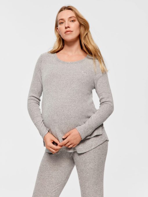 Maternity Grey Rib Long Sleeve Pj Set grey