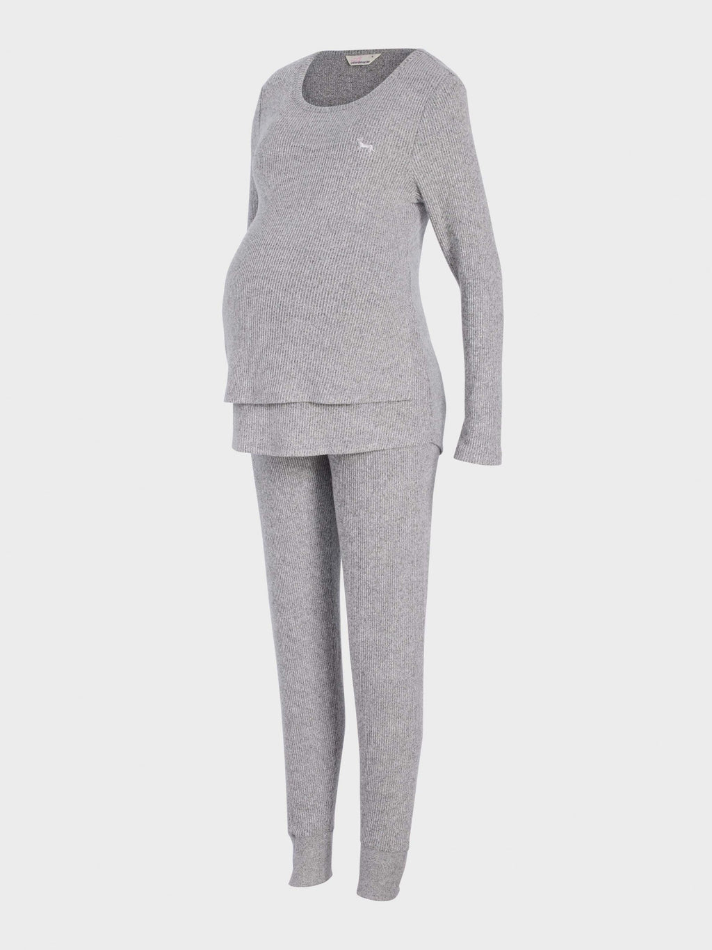 Maternity Grey Rib Long Sleeve Pj Set grey