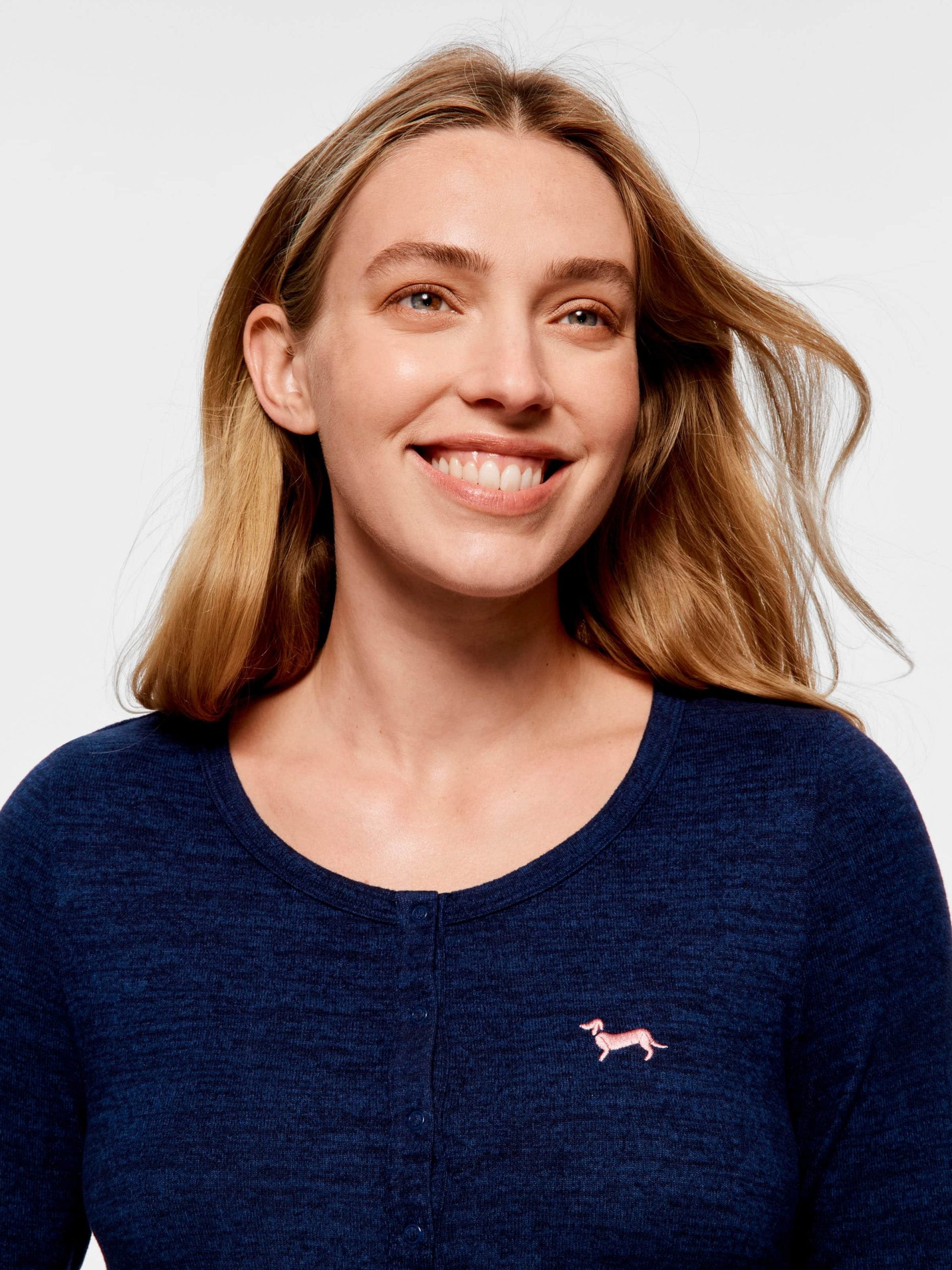 Maternity Navy Fuzzy Long Sleeve Nightshirt navy