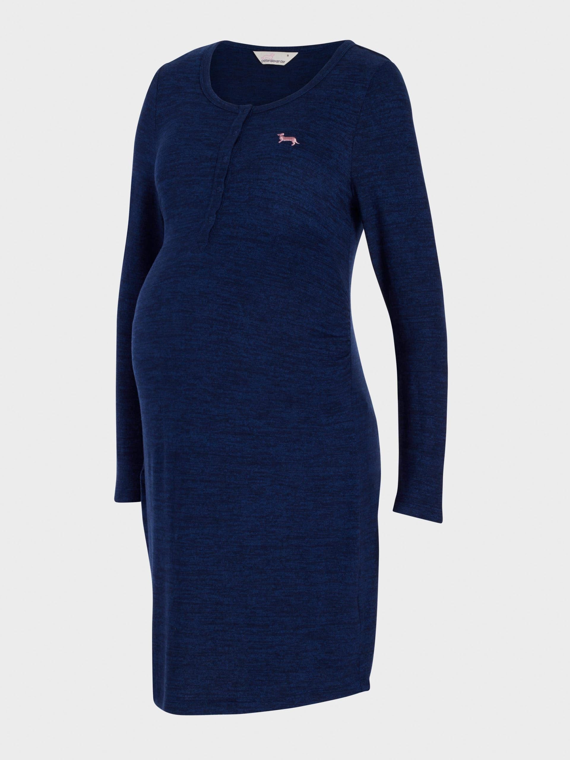 Maternity Navy Fuzzy Long Sleeve Nightshirt navy