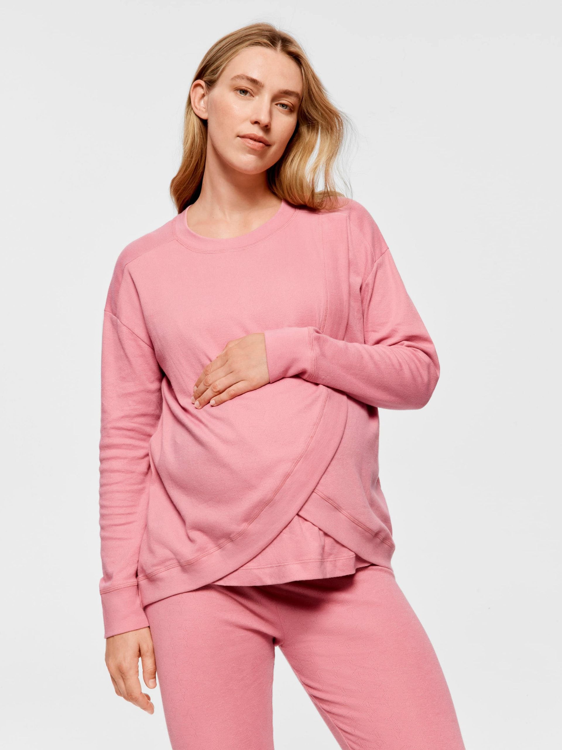 Maternity Pointelle Long Sleeve Pj Set rose