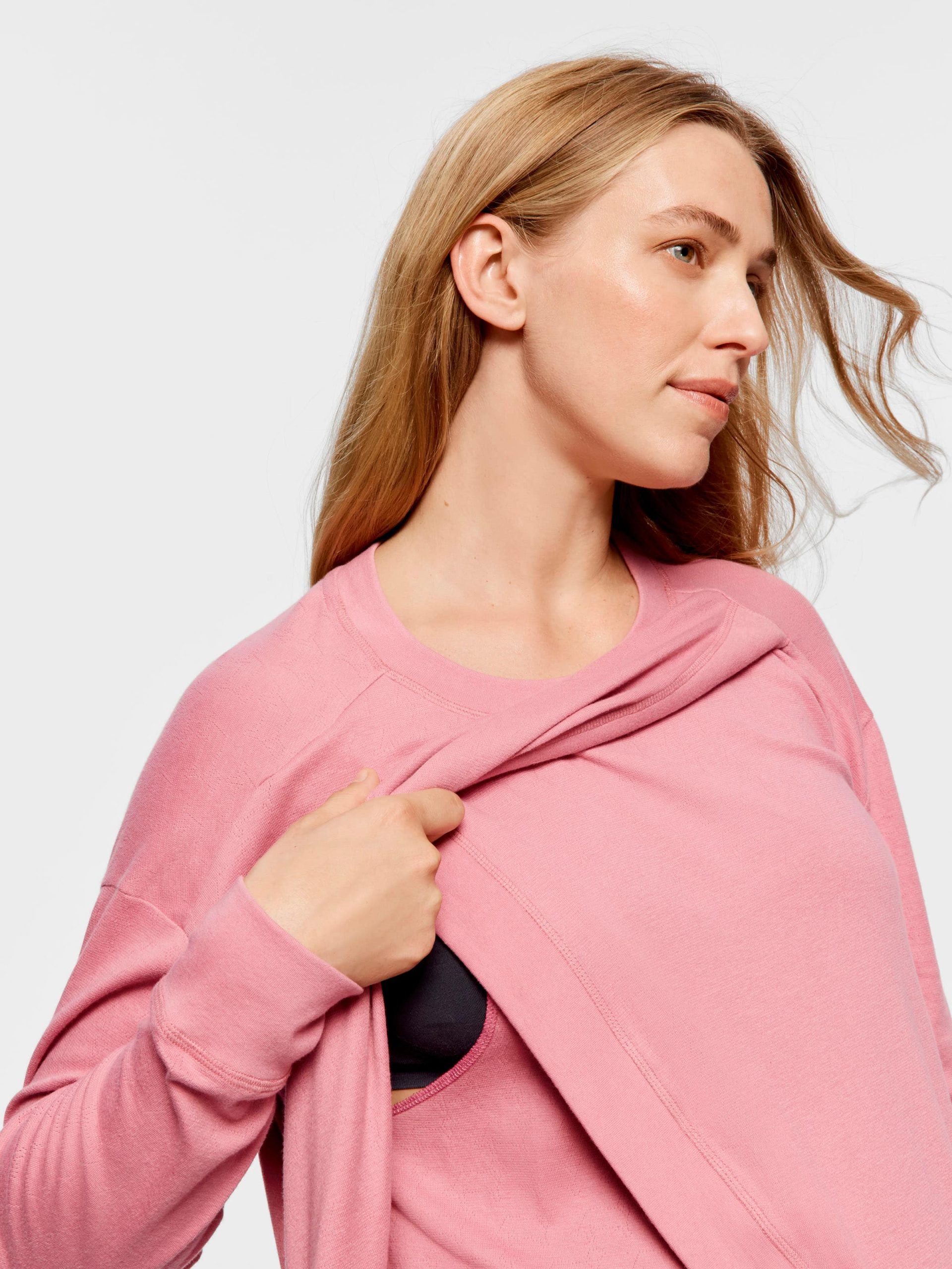 Maternity Pointelle Long Sleeve Pj Set rose