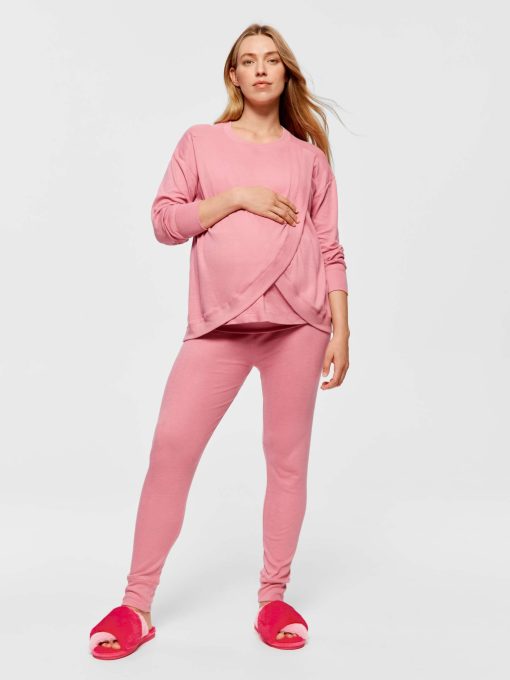 Maternity Pointelle Long Sleeve Pj Set rose