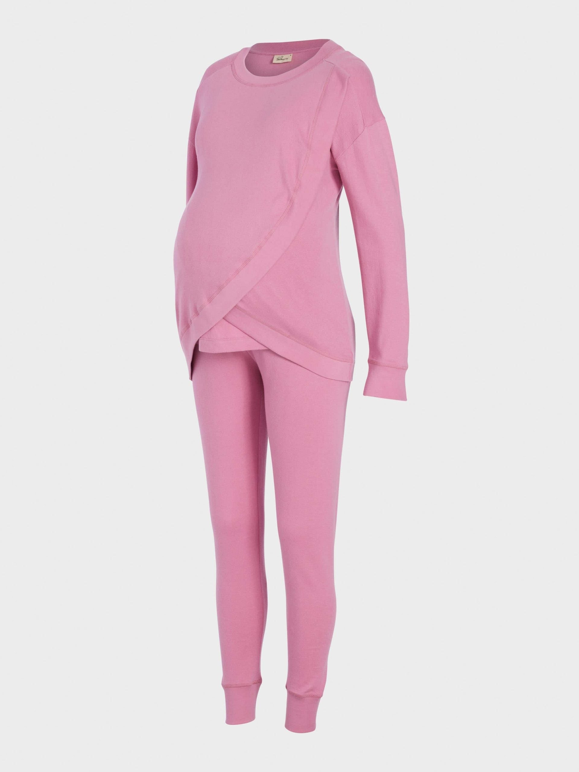 Maternity Pointelle Long Sleeve Pj Set rose