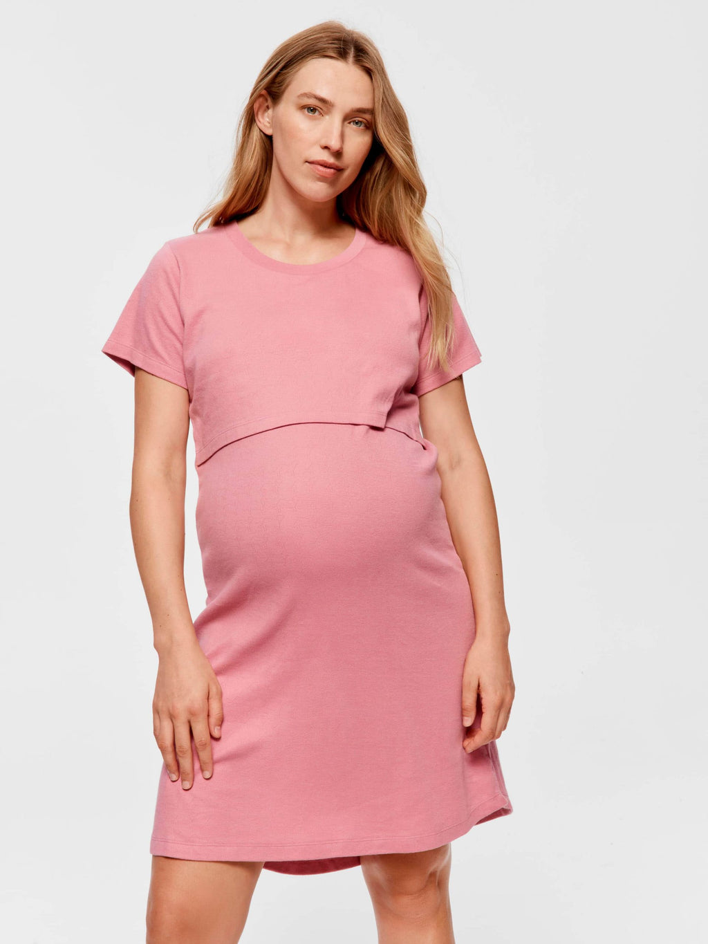 Maternity Pointelle Short Sleeve Nightie rose