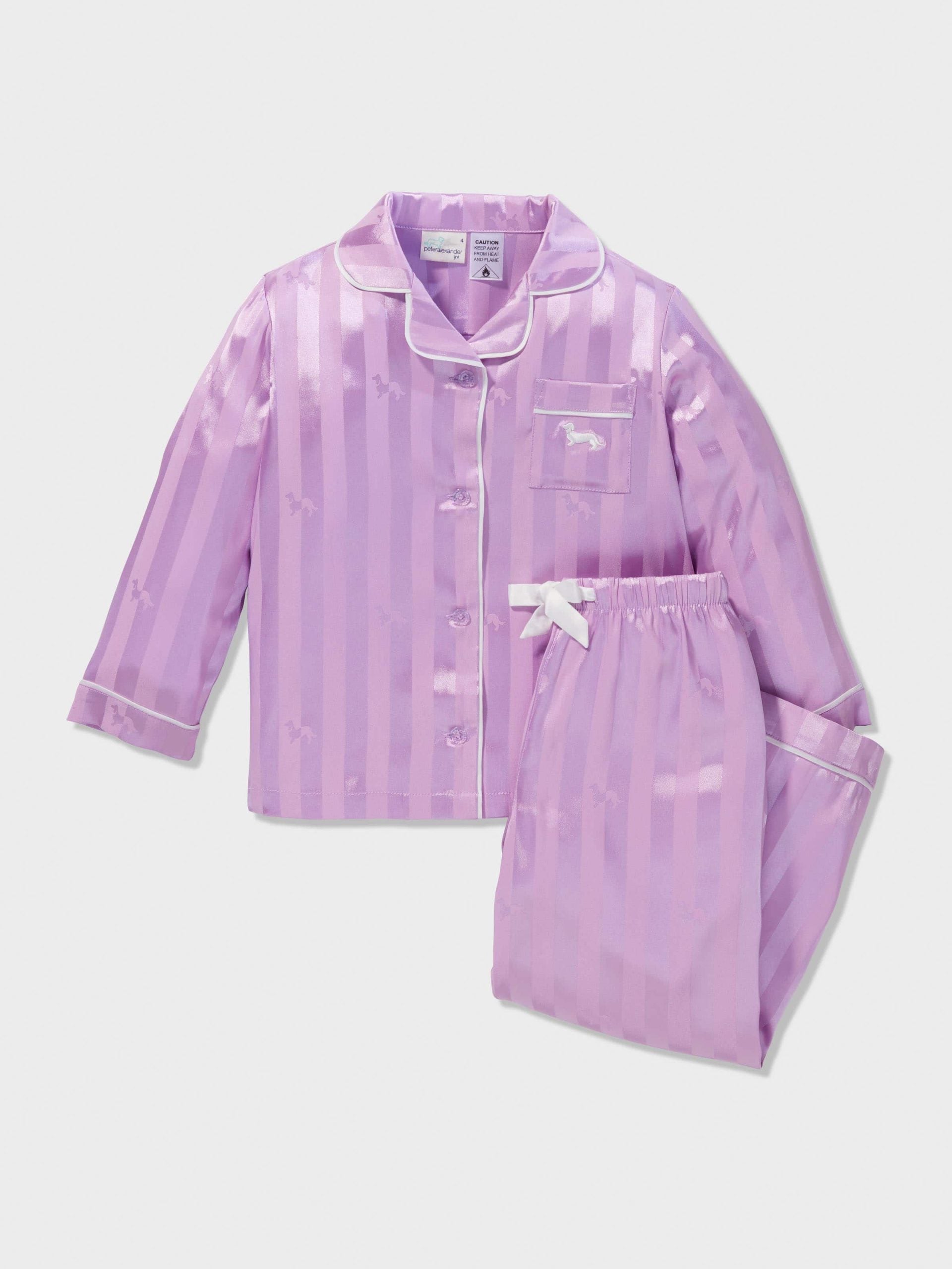 Girls Lilac Classic Satin Pj Set lilac