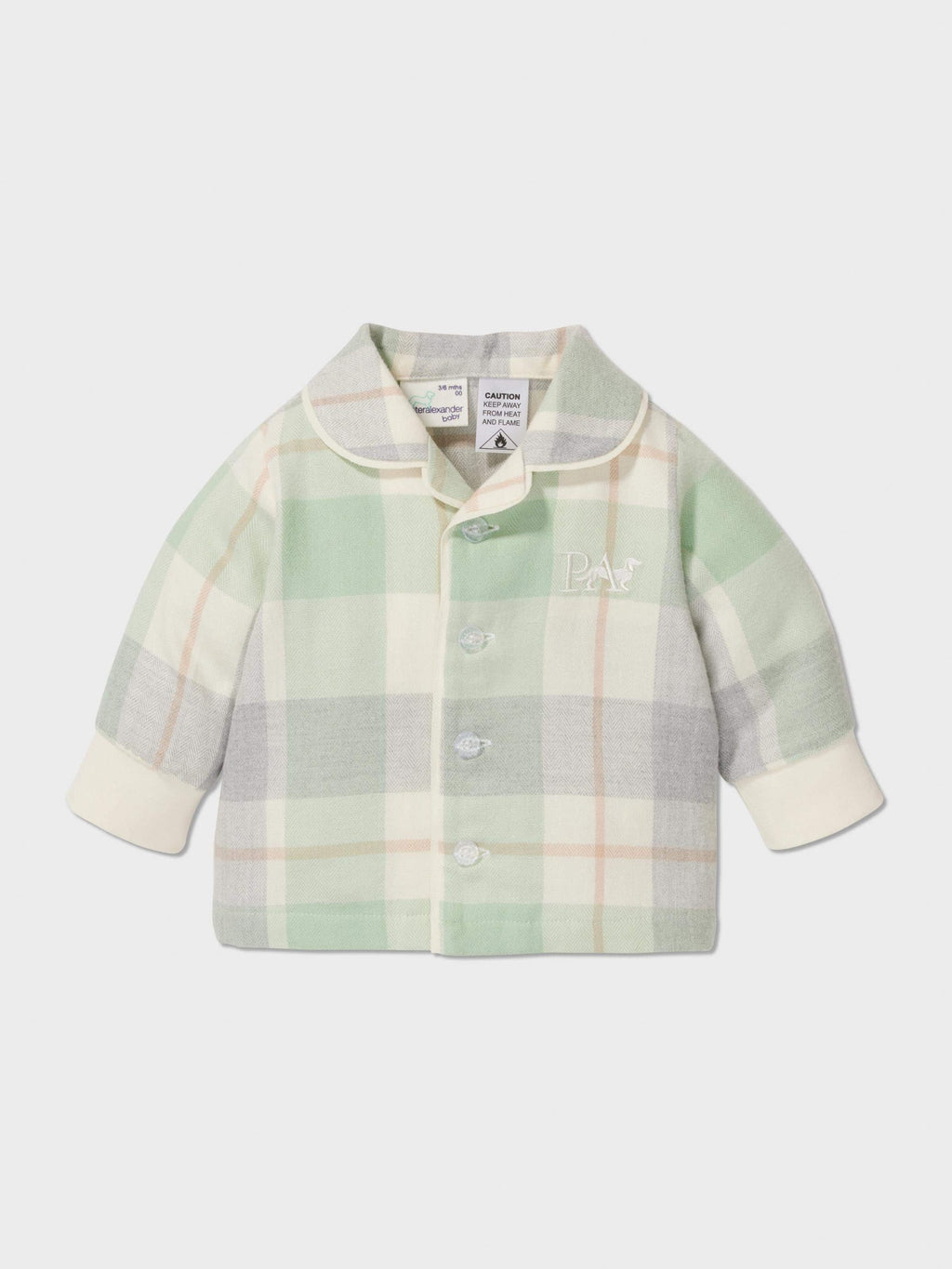 Baby Mint Check Bamboo Flannelette Classic Pj Set mint