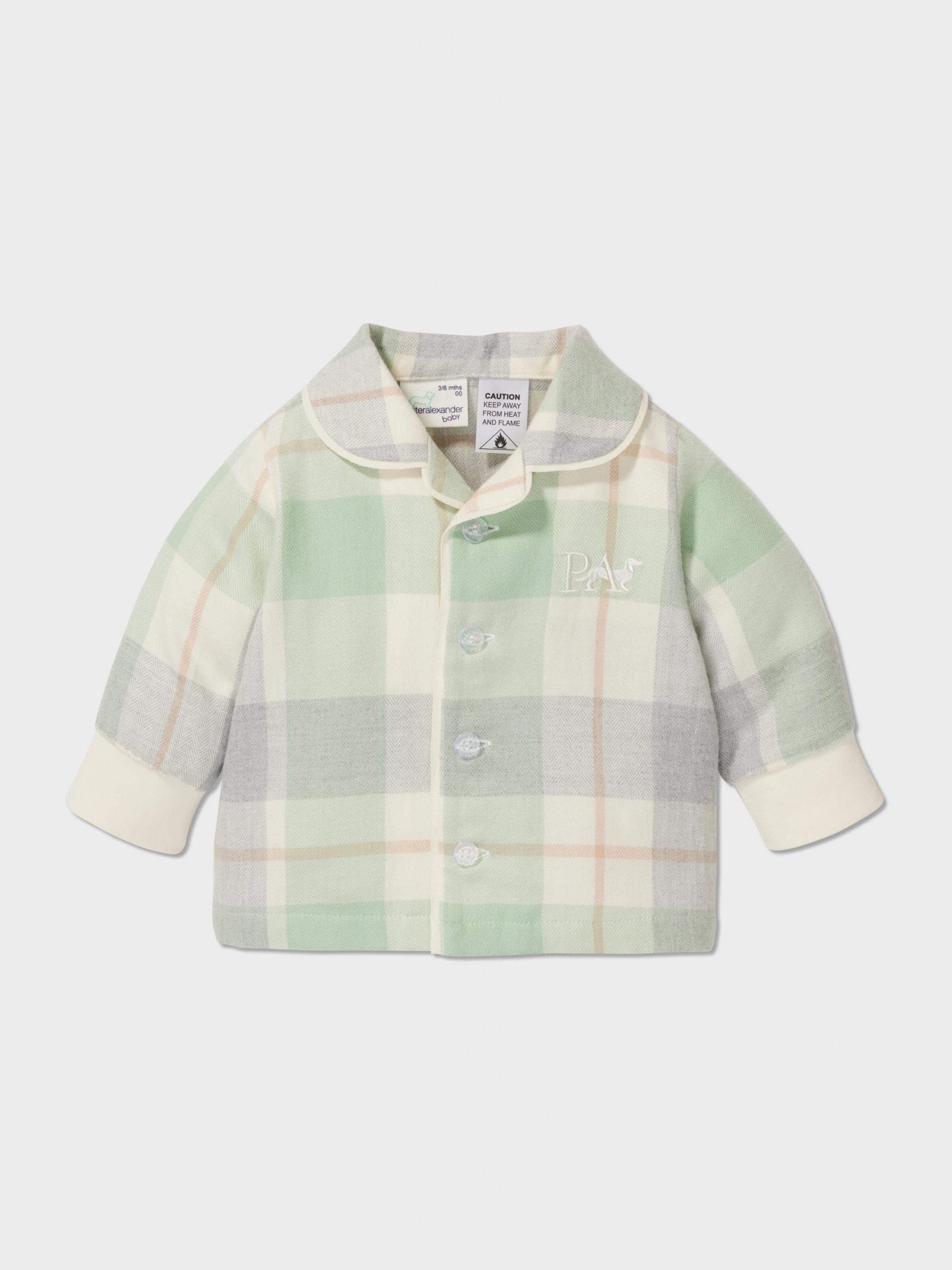 Baby Mint Check Bamboo Flannelette Classic Pj Set mint
