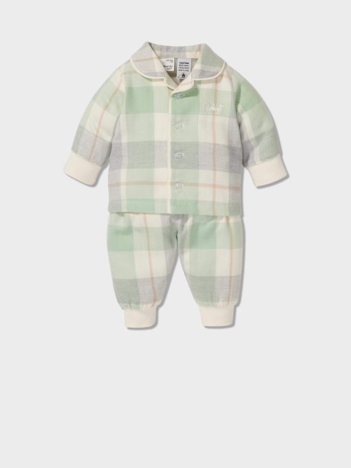 Baby Mint Check Bamboo Flannelette Classic Pj Set mint