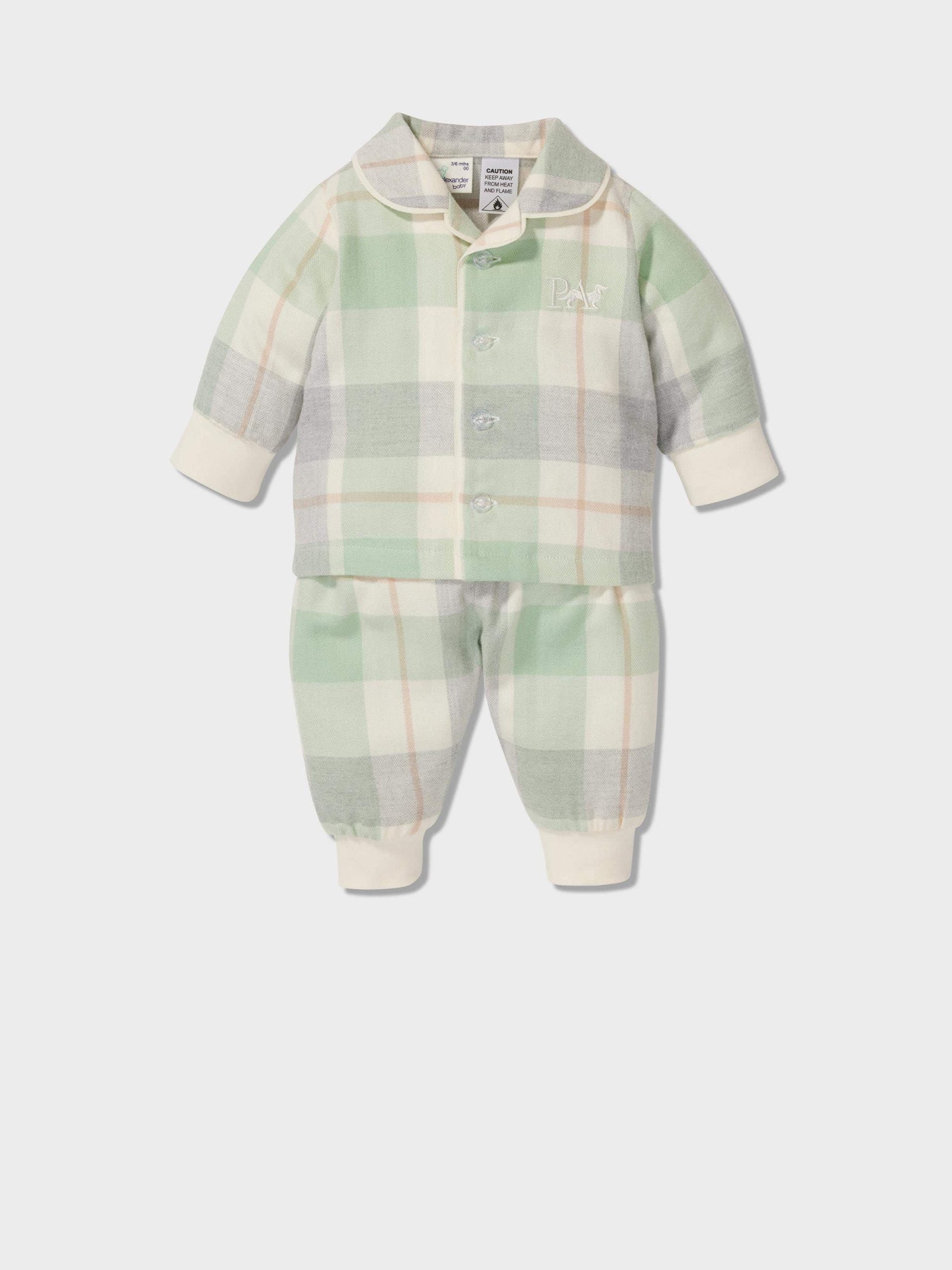 Baby Mint Check Bamboo Flannelette Classic Pj Set mint