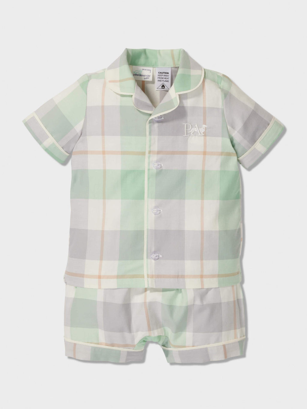 Baby Mint Check Classic Shortie Pj Set mint