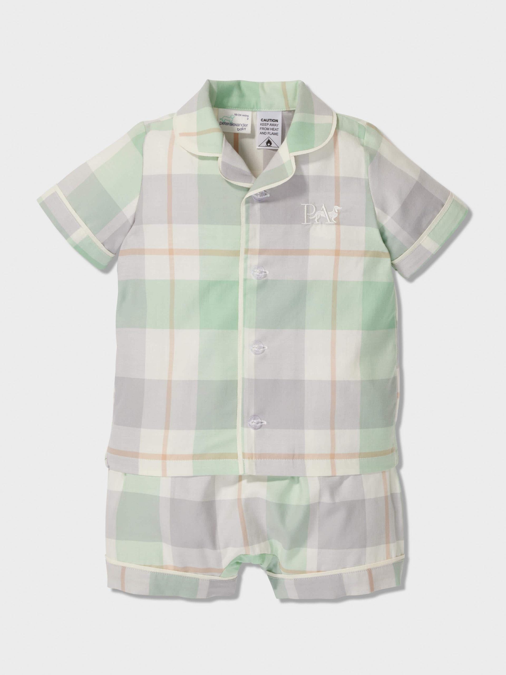 Baby Mint Check Classic Shortie Pj Set mint