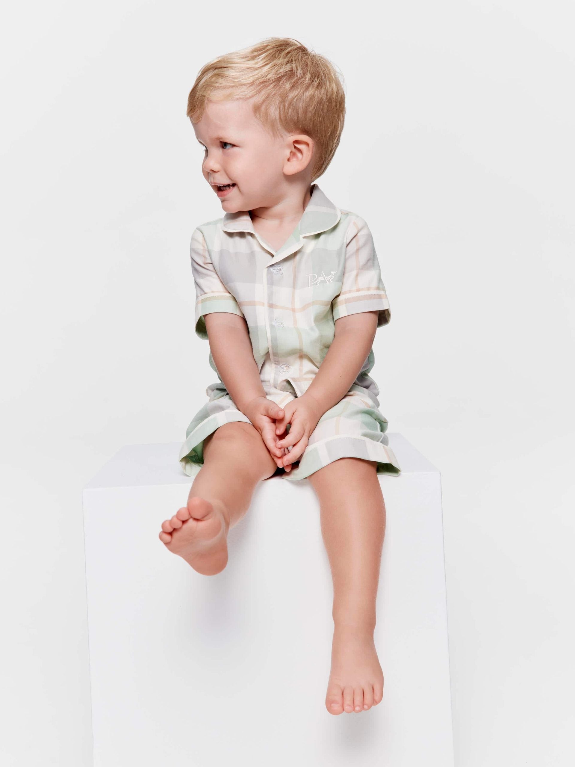 Baby Mint Check Classic Shortie Pj Set mint