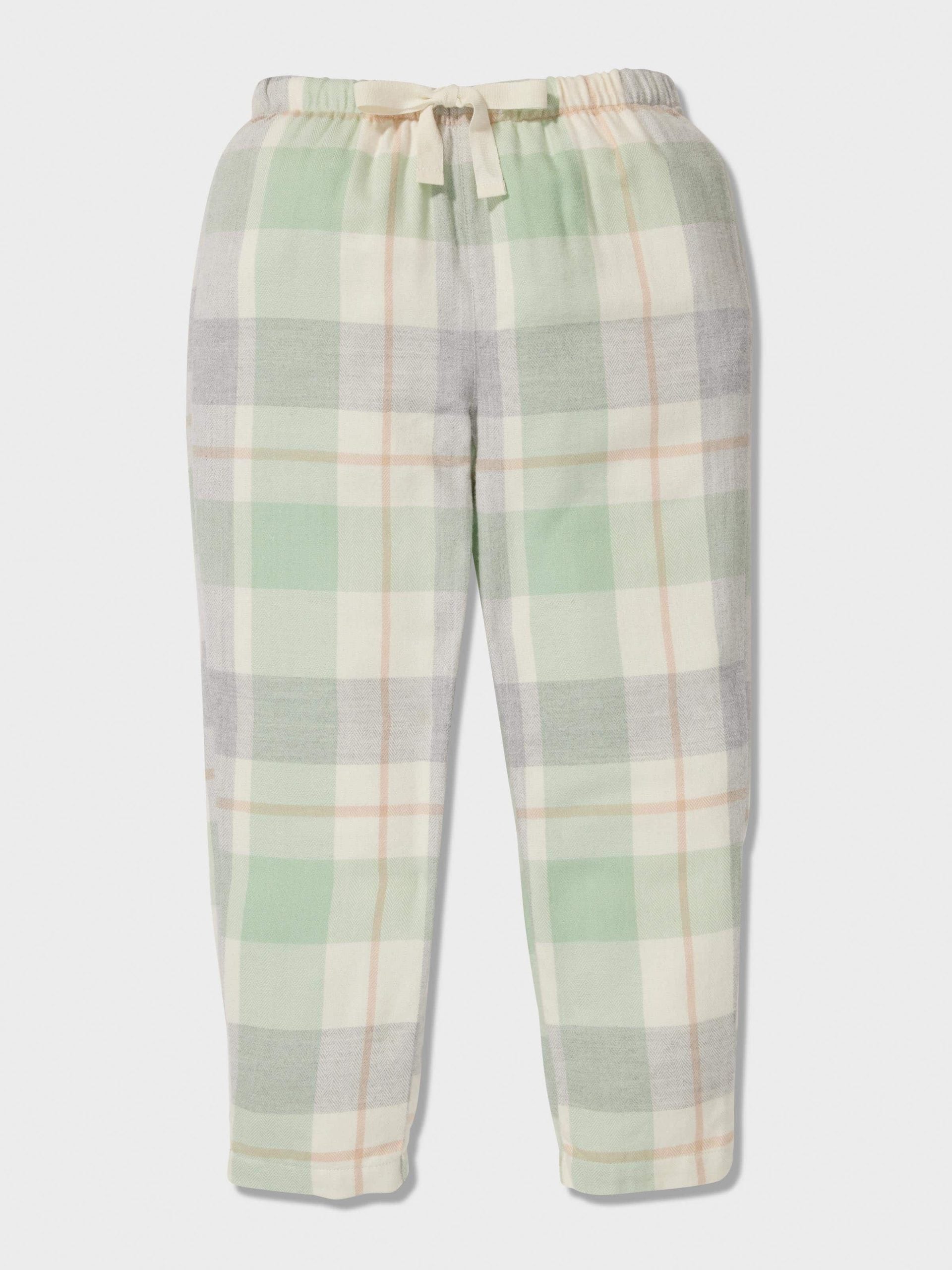 Jnr Kids Mint Check Bamboo Flannelette Classic Pj Set mint