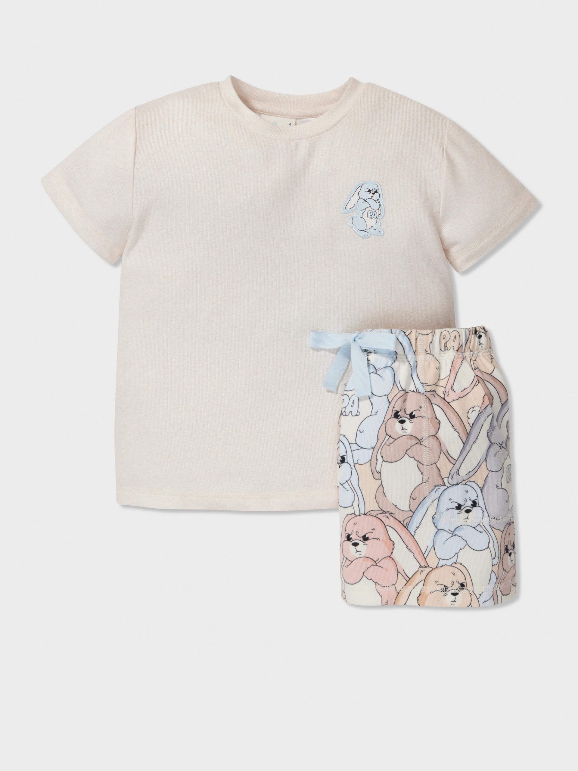 Jnr Kids Grumpy Bunny Shortie Pj Set multi