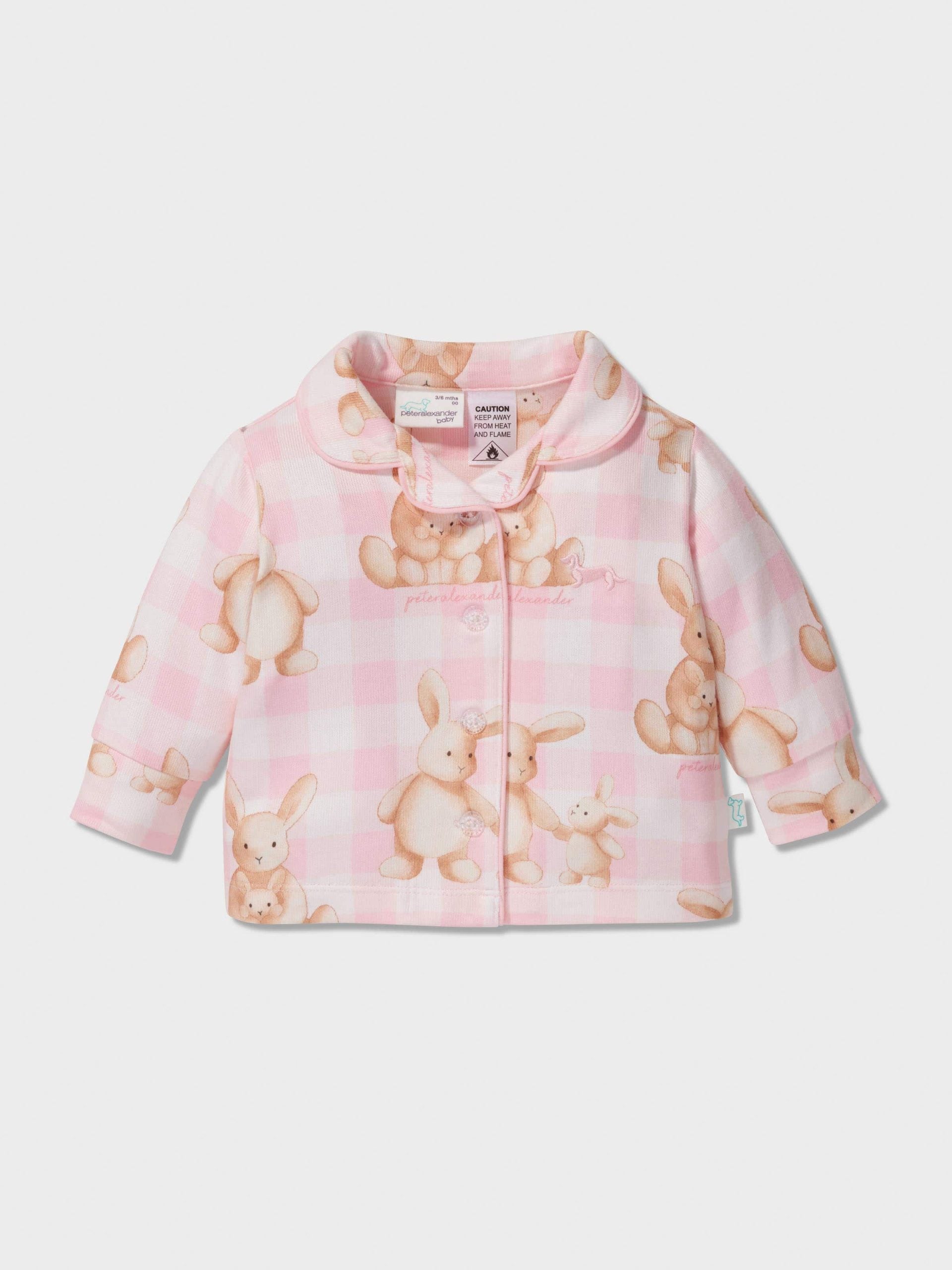 Baby Pink Check Bunny Pj Set multi