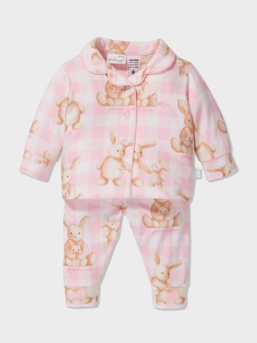 Baby Pink Check Bunny Pj Set multi