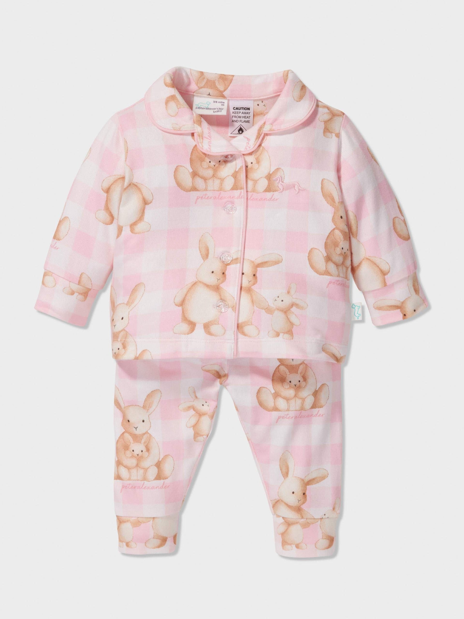 Baby Pink Check Bunny Pj Set multi
