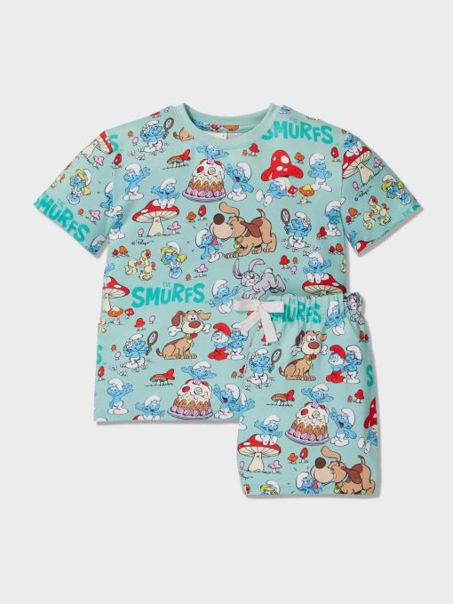 Jnr Boys Smurfs Shortie Pj Set multi
